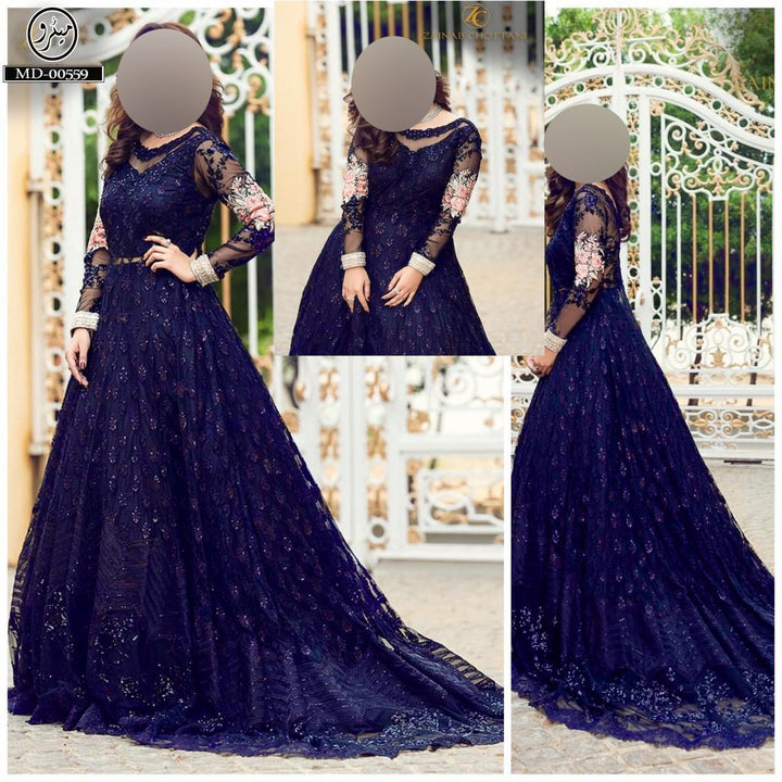 Zainab Chottani Net Maxi-Navy-Net-Maxi-Aarasta
