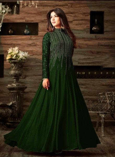 Indian Chiffon Maxi-Green-Chiffon-Maxi-Aarasta