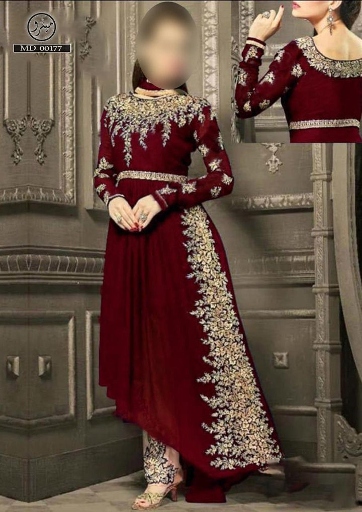 Zoya Chiffon Maxi-Maroon-Chiffon-Maxi-Aarasta