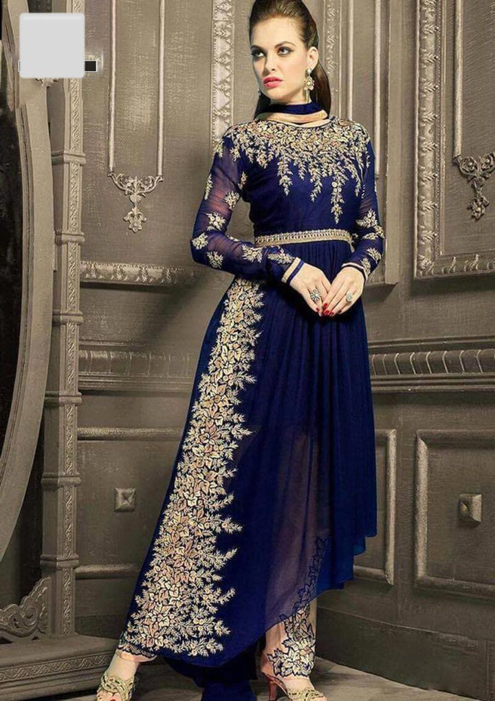 Indian Chiffon Maxi-Navy-Chiffon-Maxi-Aarasta