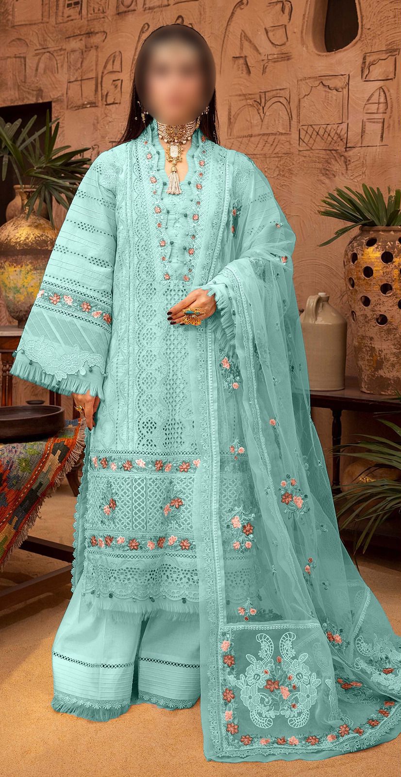 Adan Libas Cotton Suit-Ferozi-Cotton-Aarasta