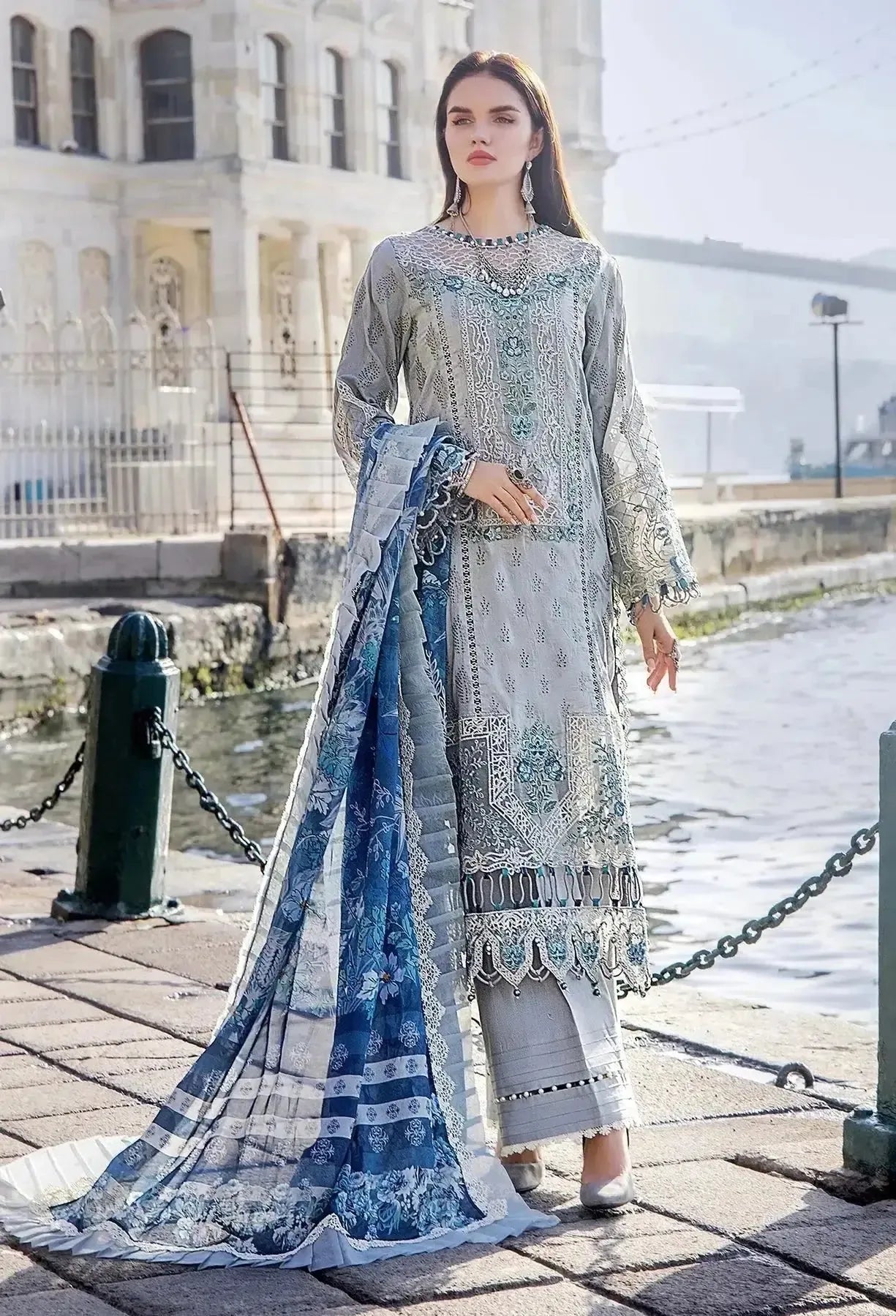 Adan Libas Cotton Suit-Grey-Cotton-Aarasta