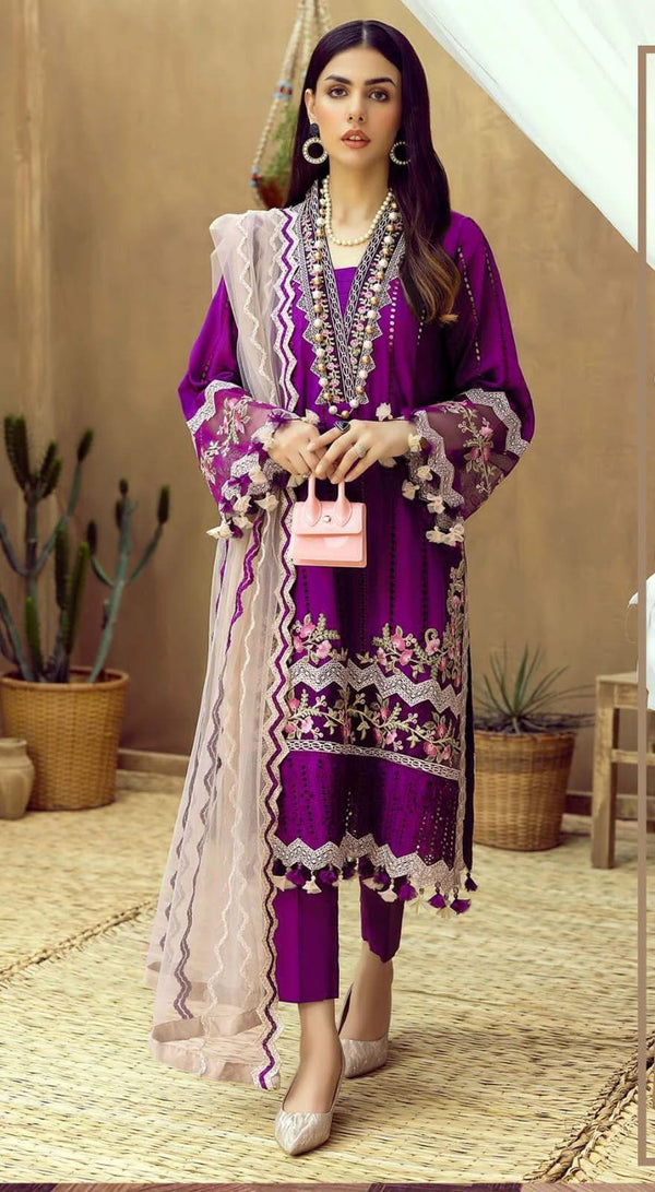 Adan Libas Cotton Suit-Purple-Cotton-Aarasta