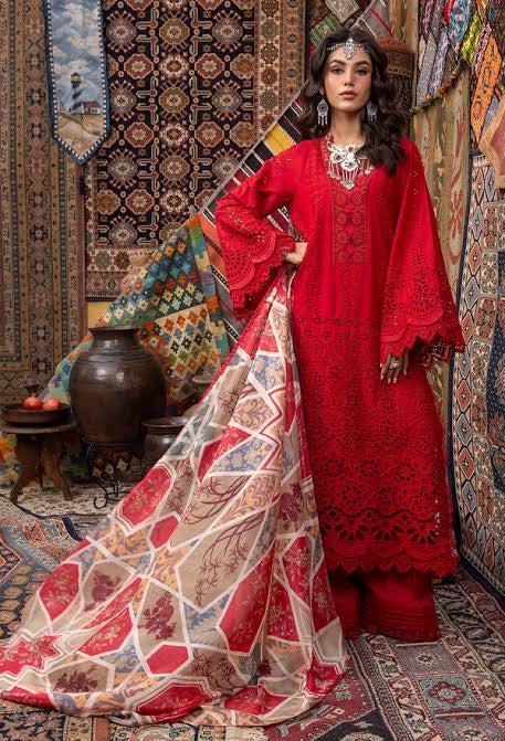 Adan Libas Cotton Suit-Red-Cotton-Aarasta