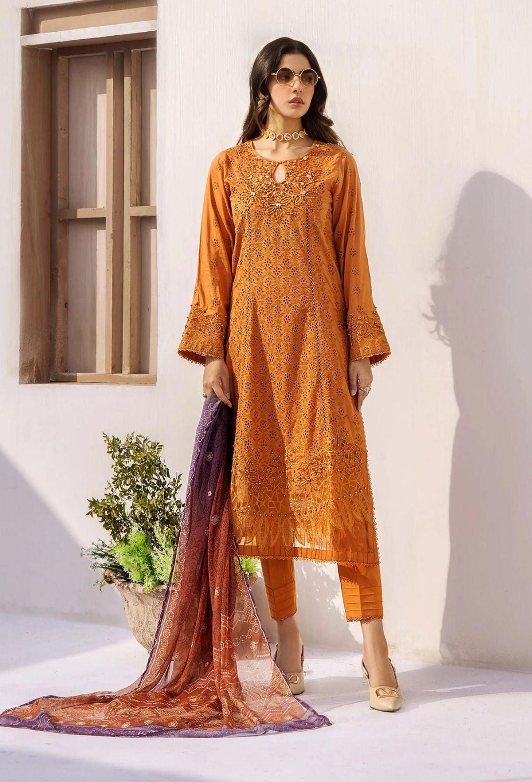 Adan Libas Cotton Suit-Rust-Cotton-Aarasta