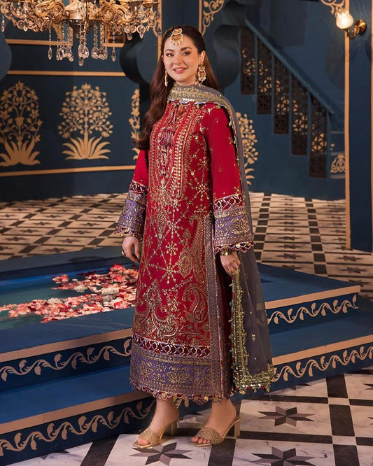Asim Jofa Cotton Suit-Red-Cotton-Aarasta