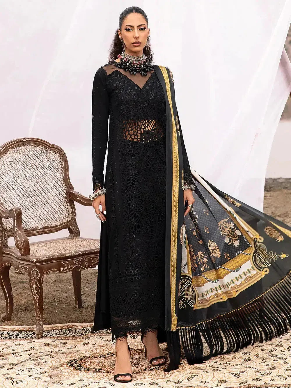 Bin Ilyas Cotton Suit-Black-Cotton-Aarasta