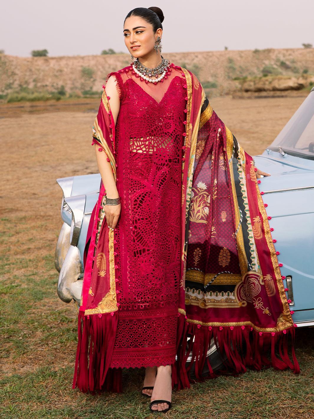 Bin Ilyas Cotton Suit-Red-Cotton-Aarasta