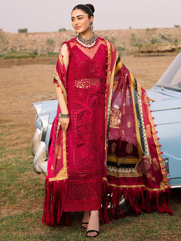 Bin Ilyas Cotton Suit-Red-Cotton-Aarasta