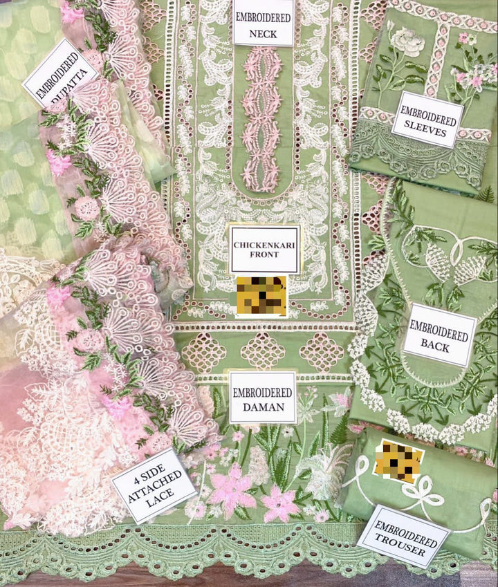 Embroidered Chicken Kari Cotton Suit-Aarasta