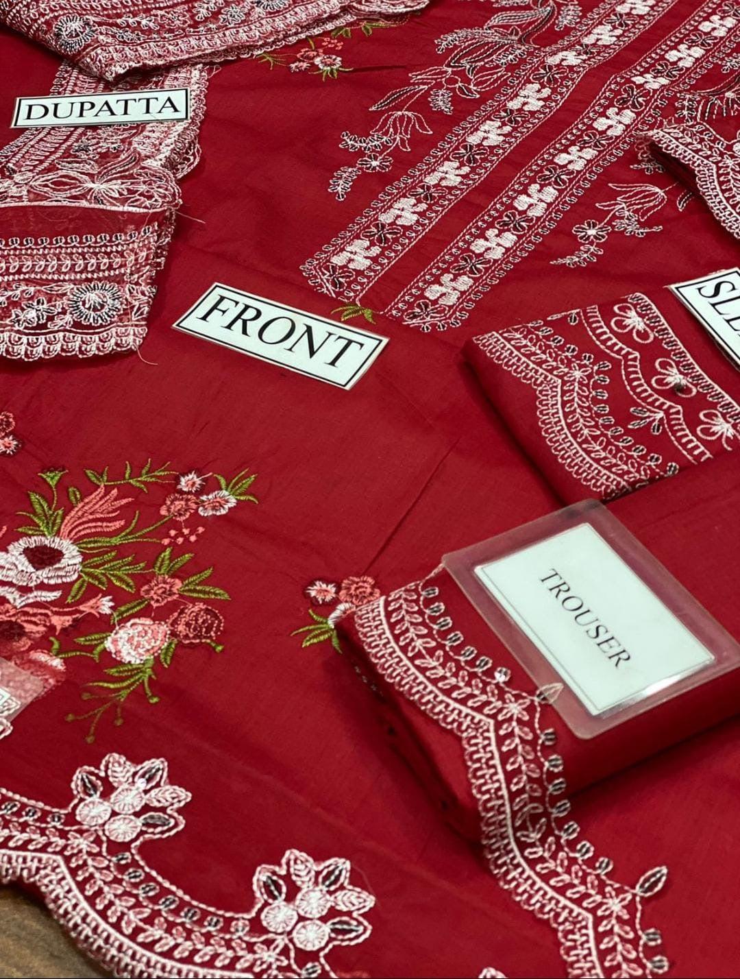 Crimson Cotton Suit-Aarasta