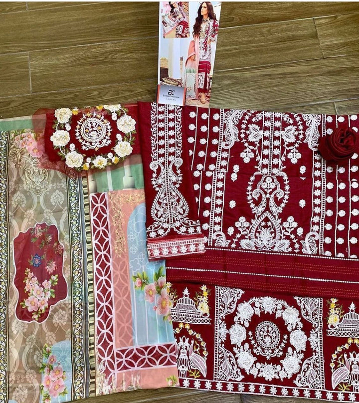 Crimson Cotton Suit-Aarasta