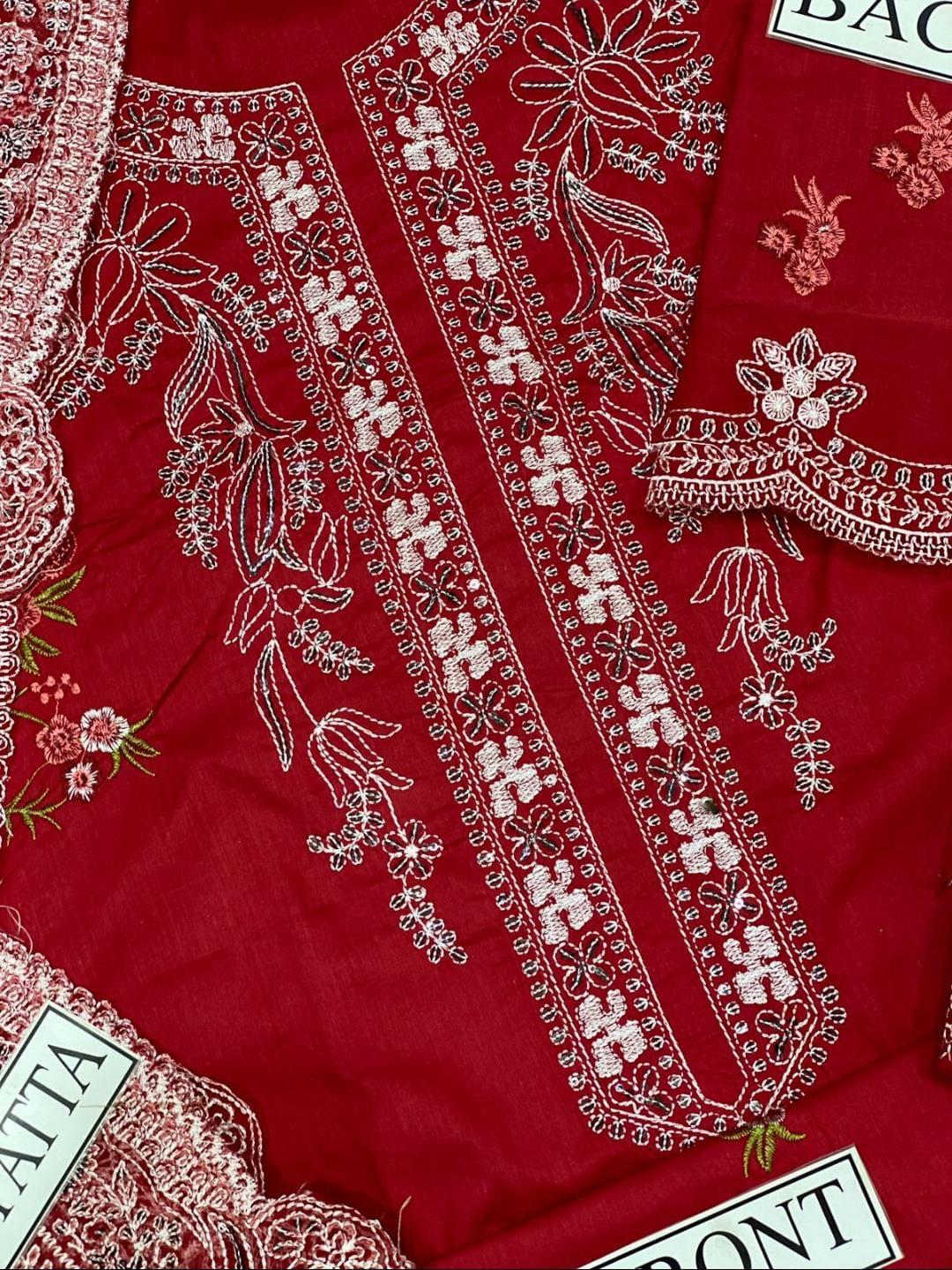 Crimson Cotton Suit-Aarasta