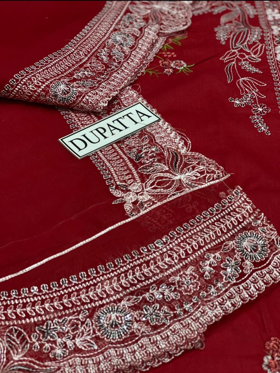 Crimson Cotton Suit-Aarasta
