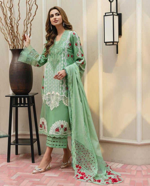 Crimson Cotton Suit-Green-Cotton-Aarasta