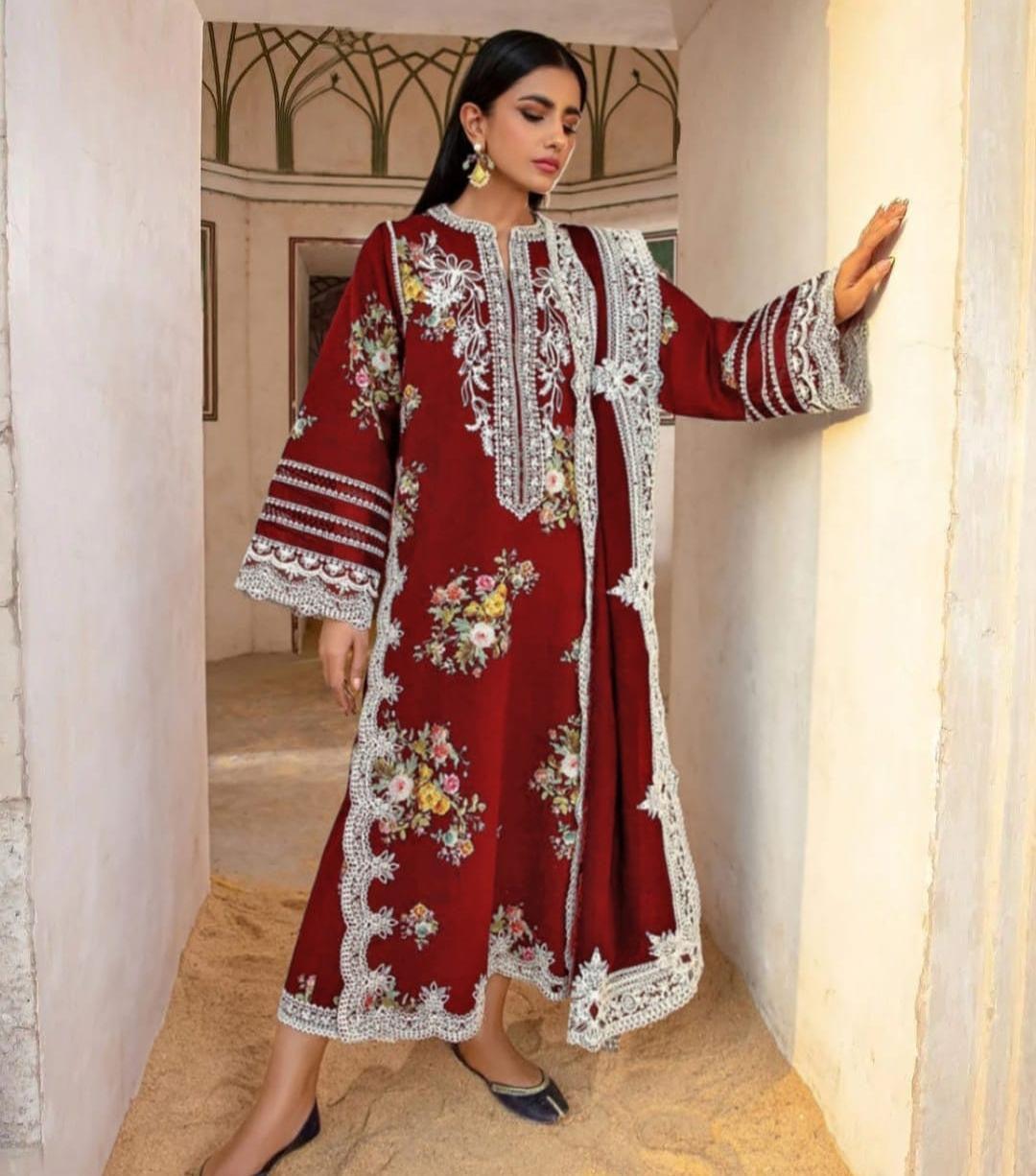 Crimson Cotton Suit-Red-Cotton-Aarasta