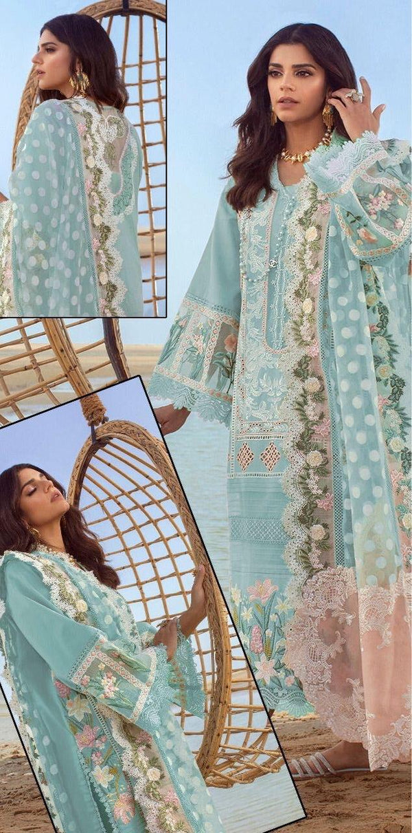 Crimson Cotton Suit-Sky Blue-Cotton-Aarasta