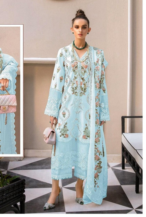 Crimson Cotton Suit-Sky Blue-Cotton-Aarasta