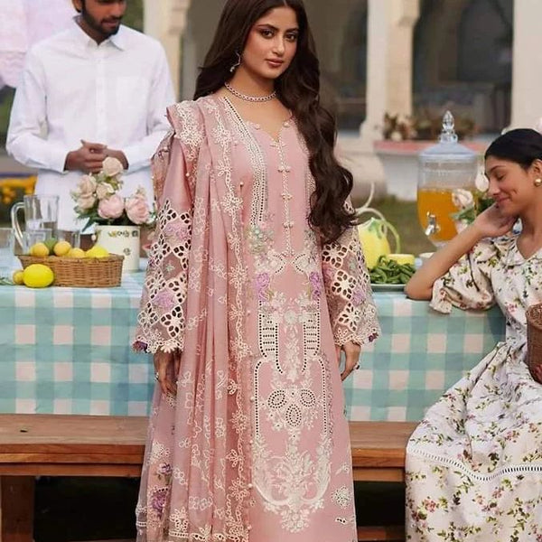 Elaf Cotton Suit-Peach-Cotton-Aarasta