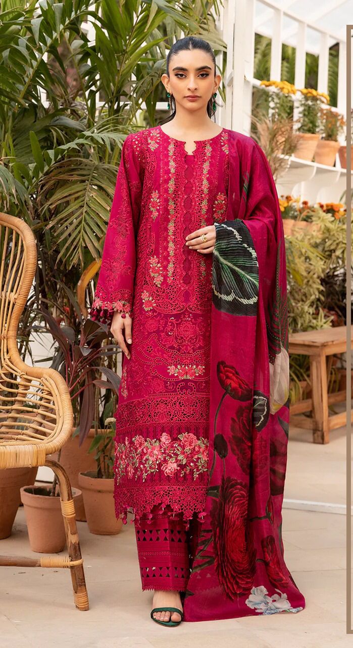 Elaf Cotton Suit-Red-Cotton-Aarasta