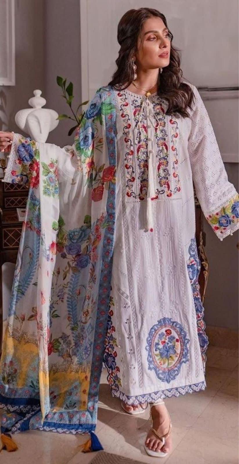 Faiza Saqlain Cotton Suit-White-Cotton-Aarasta