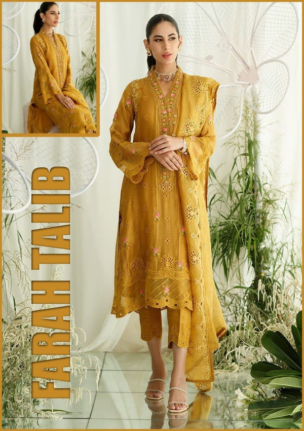 Farah Talib Cotton Suit-Mustard-Cotton-Aarasta