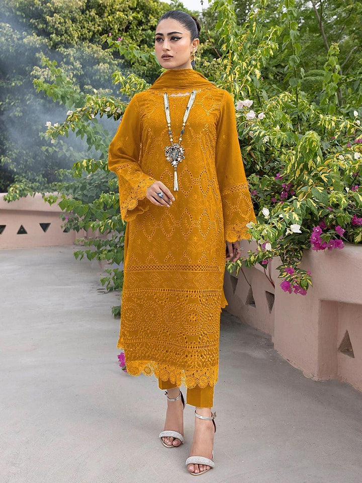 Kahf Cotton Suit-Mustard-Cotton-Aarasta