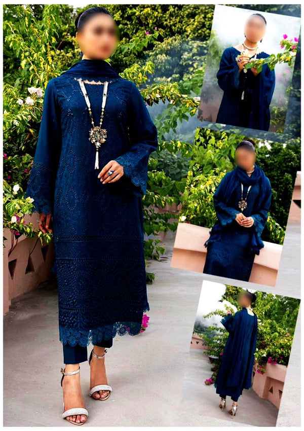 Kahf Cotton Suit-Navy-Cotton-Aarasta