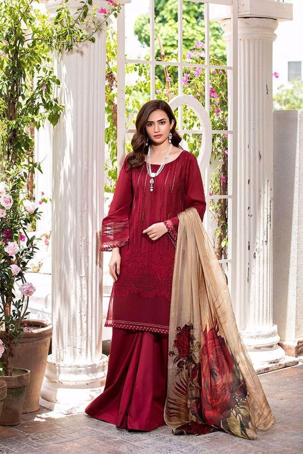 Manara Cotton Suit-Red-Cotton-Aarasta