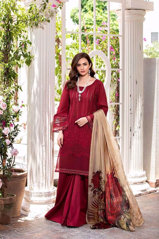 Manara Cotton Suit-Red-Cotton-Aarasta