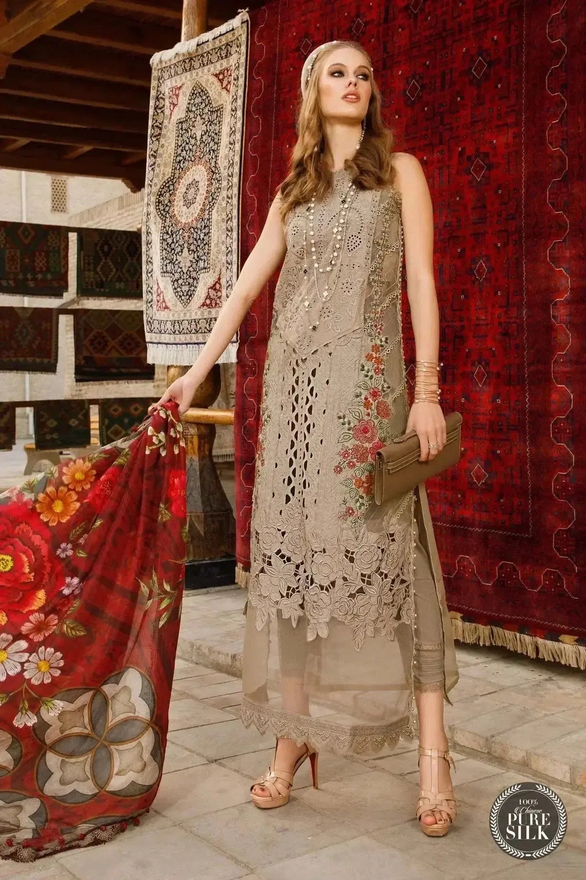 Maria B Cotton Suit-Brown-Cotton-Aarasta