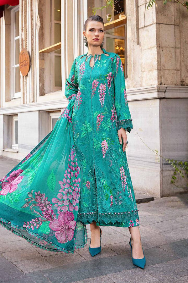 Maria B Cotton Suit-Green-Cotton-Chiffon-Aarasta