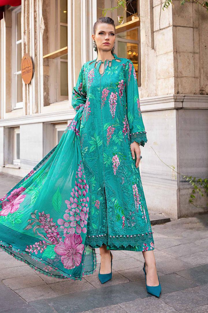 Maria B Cotton Suit-Green-Cotton-Chiffon-Aarasta