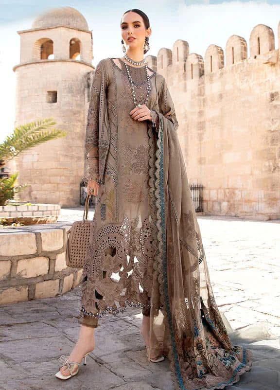 Maria B Cotton Suit-Grey-Cotton-Aarasta