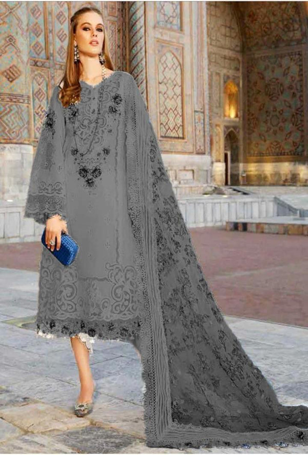 Maria B Cotton Suit-Grey-Cotton-Aarasta