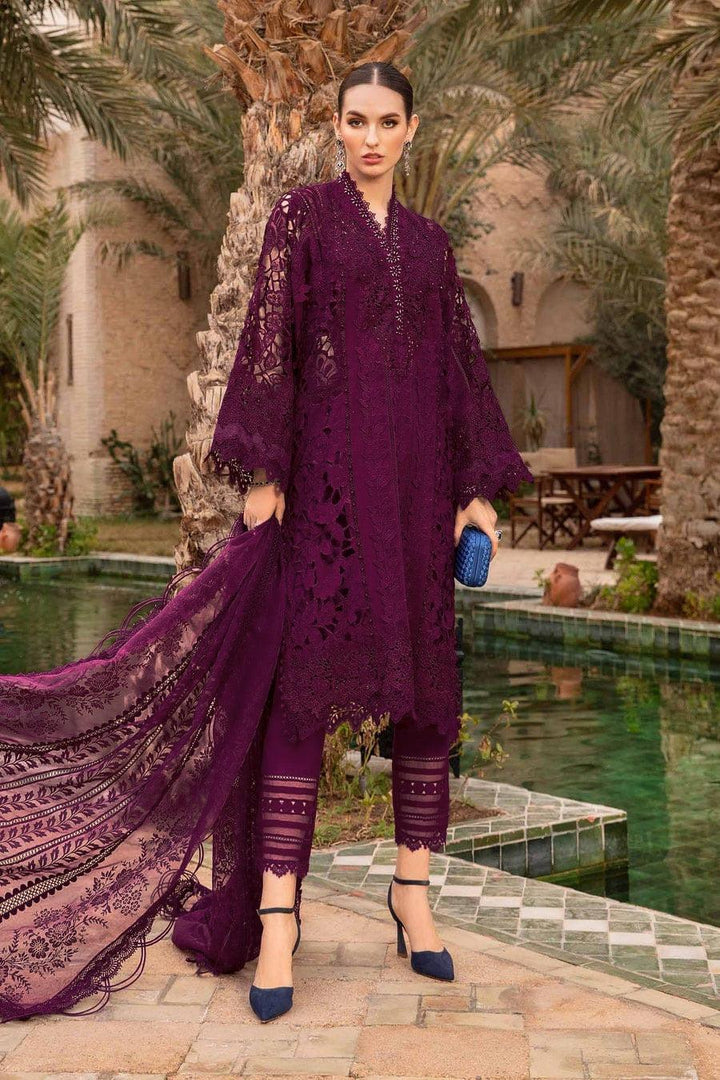 Maria B Cotton Suit-Maroon-Cotton-Aarasta