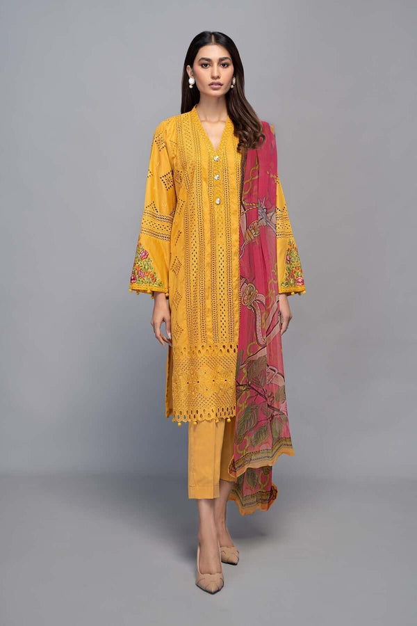 Maria B Cotton Suit-Mustard-Cotton-Aarasta