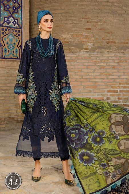 Maria B Cotton Suit-Navy-Cotton-Aarasta