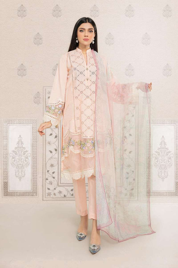 Maria B Cotton Suit-Peach-Cotton-Aarasta