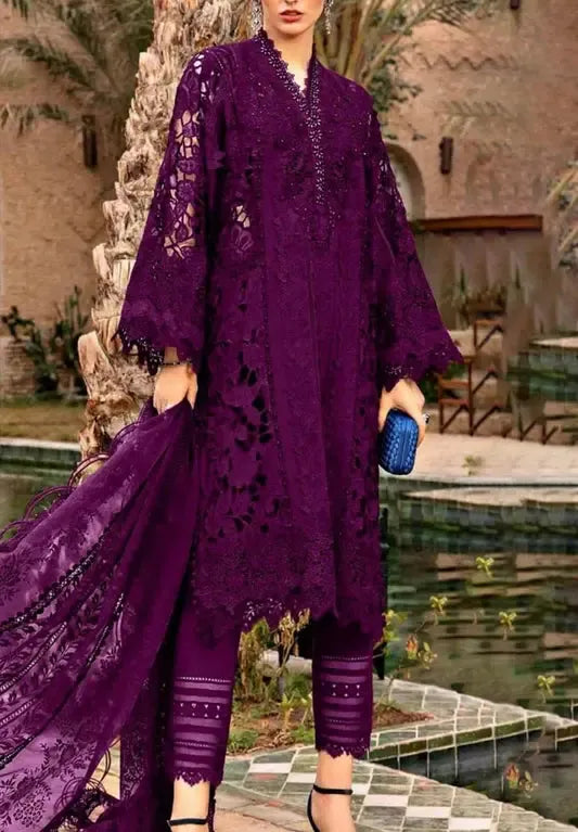 Maria B Cotton Suit-Purple-Cotton-Aarasta