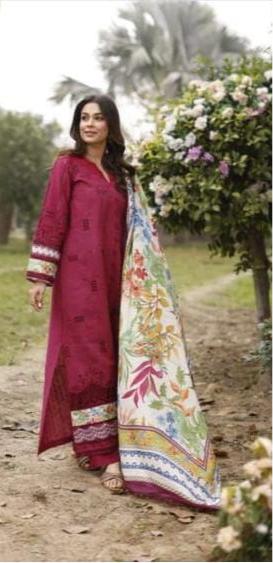 Maria B Cotton Suit-Red-Cotton-Aarasta