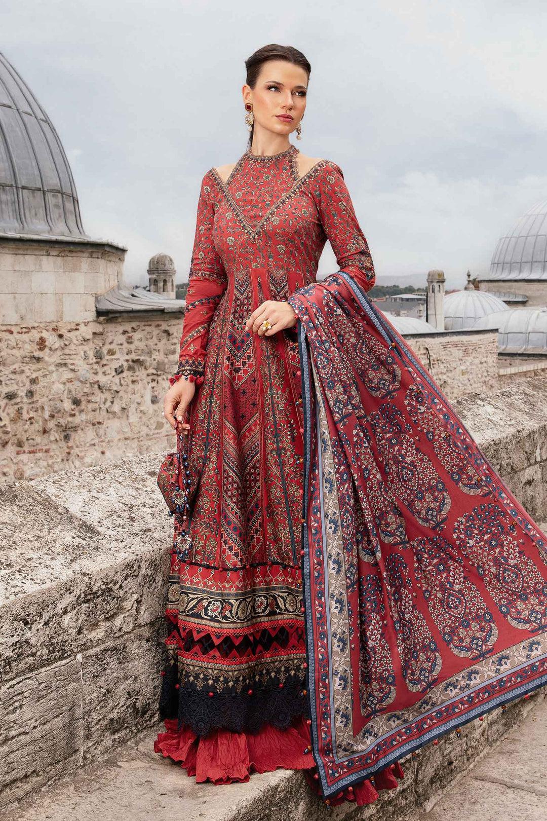Maria B Cotton Suit-Red-Cotton-Aarasta