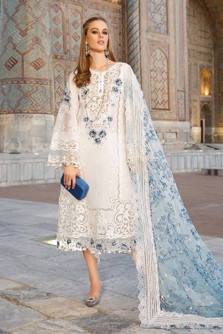 Maria B Cotton Suit-White-Cotton-Aarasta
