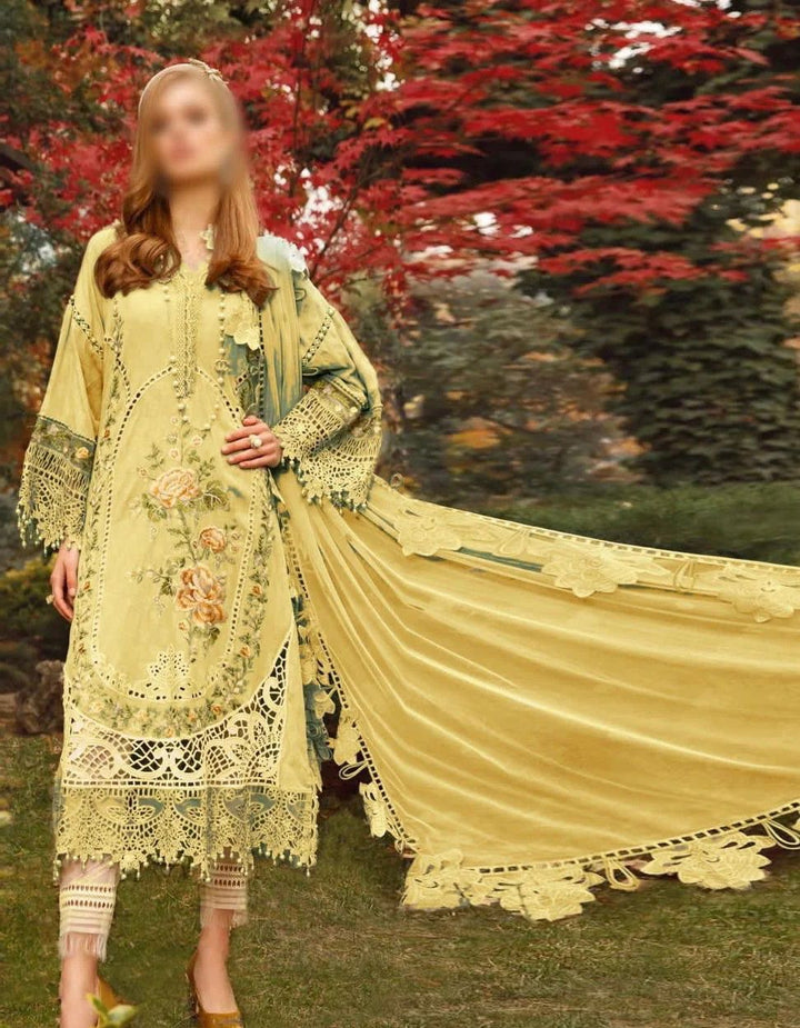 Maria B Cotton Suit-Yellow-Cotton-Aarasta