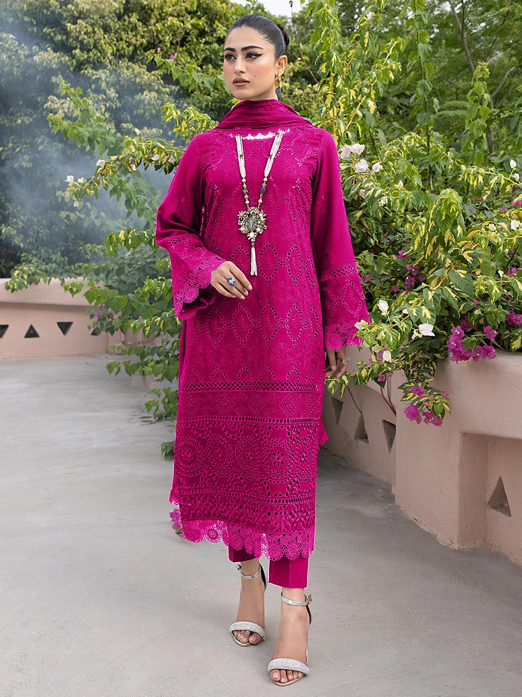 Kahf Cotton Suit-Pink-Cotton-Aarasta