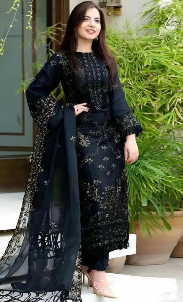 Angan Cotton Suit-Black-Cotton-Aarasta