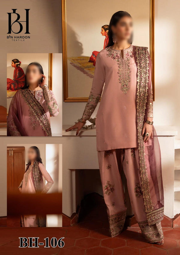 Bin Haroon Cotton Suit-Pink-Cotton-Aarasta