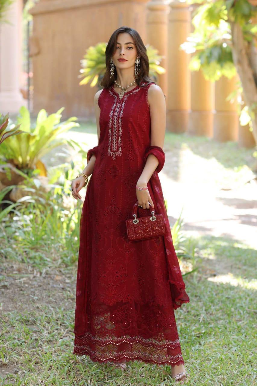 Sadia Asad Cotton Suit-Red-Cotton-Aarasta