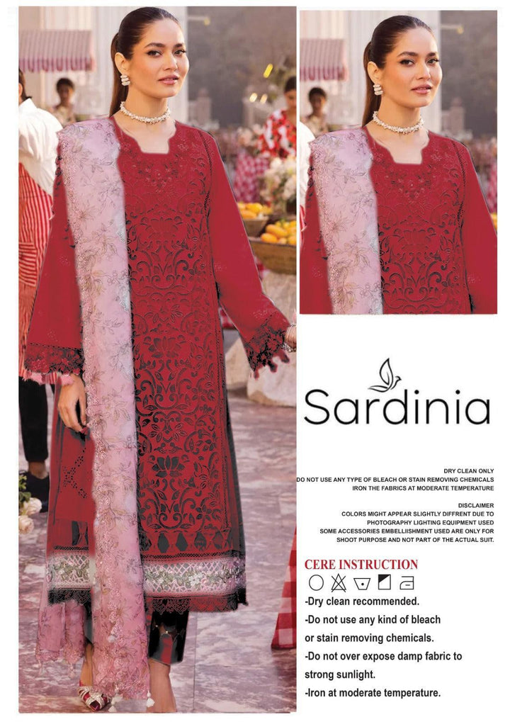 Sardinia Cotton Suit-Maroon-Lawn-Net-Aarasta