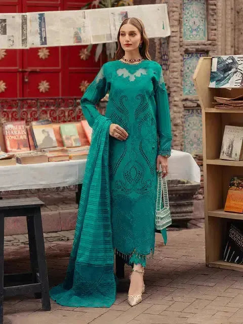 Zainab Chottani Cotton Suit-Green-Cotton-Aarasta